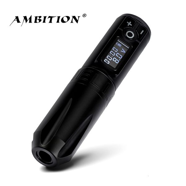 Máquina de tatuagem Ambition portátil sem fio caneta de tatuagem bateria de lítio fonte de alimentação bloco 1950mAh LED display digital equipamento de tatuagem 230626