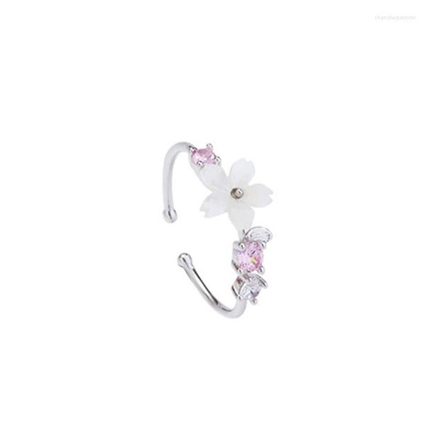 Anelli a grappolo VENTFILLE Anello in argento sterling 925 conchiglia alla moda Anello con fiori di ciliegio tempestato di diamanti Accessori per gioielli di moda da donna dal design semplice