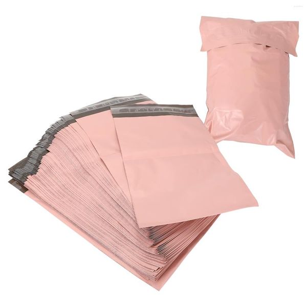 Sacos de armazenamento 100 unidades Bolsa de correio rosa Envelopes coloridos Entrega expressa Pacote de correspondência à prova d'água com vedação automática