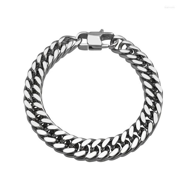 Braccialetti a maglie 8mm 10mm 12mm Miami Cuban Catena in acciaio inossidabile 316L Uomo Bracciale a cordolo piatto Hip Hop Rock Gioielli sportivi 18cm 20cm 22cm