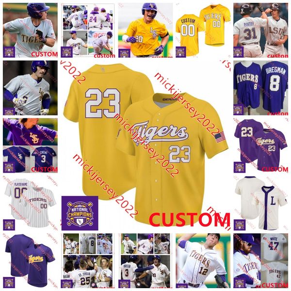 Aaron Nola Kevin Gausman 2023 MCWS National Champs LSU Tigers Baseball-Trikot Andrew Stevenson 8 Mikie Mahtook 5 Aaron Hill Jacob Berry Individuell genähte LSU-Trikots