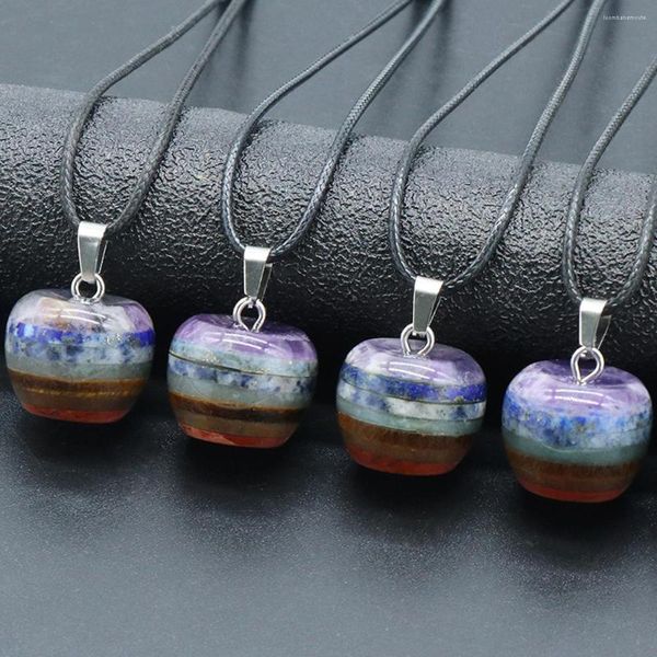 Colares com Pingente Colar de Pedra Natural Chakras em Forma de Maçã para Mulheres Jóias Presente Requintado 17x20mm