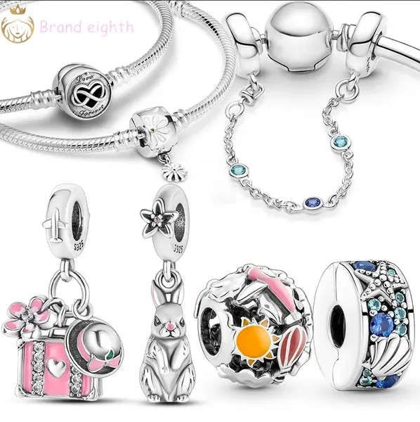 Für Pandora-Charms aus Sterlingsilber mit beliebten Kaninchen-Blumen-Combo-Charms