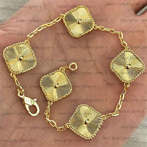 pulseira feminina charme trevo de quatro folhas pulseiras pulseiras designer de joias ouro prata metal corrente feminina unisxe 5 flores pulseira dourada joias de designer