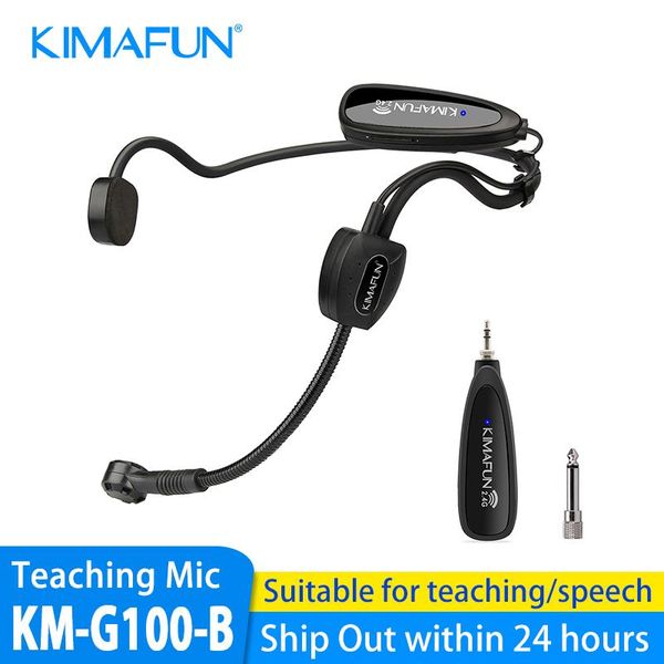 Microfones Kimafun 2.4g Sistema de microfone de fone de ouvido sem fio com transmissor e receptor Design para performance de palco, banda ao vivo, busker, cantar