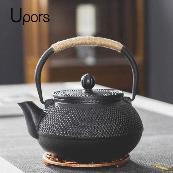 Wasserflaschen UPORS Japanische Eisen-Teekanne mit Edelstahl-Teesieb, gegossener Teekannenkessel zum Kochen von Oolong, 6008001200 ml, 230627