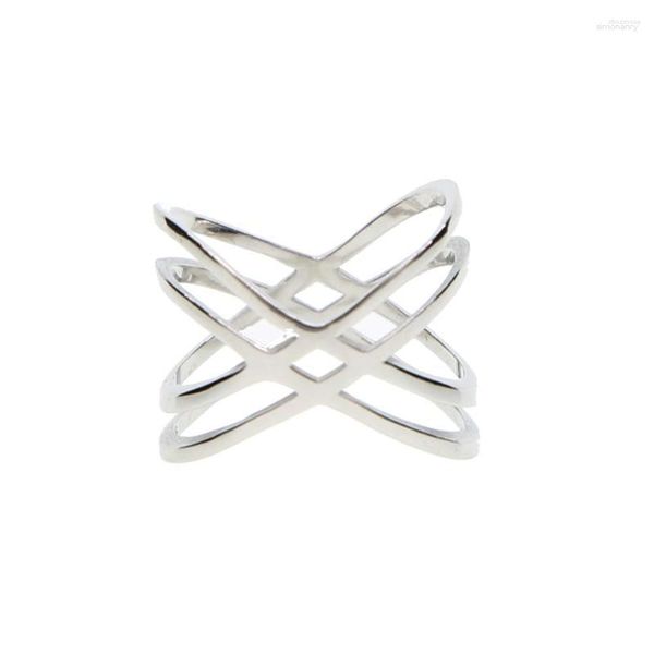 Cluster Rings Pure 925 Sterling Silver 2023 Design semplice Plain No Stone Women Finger Polished Infinity Cross Ring Jewelry