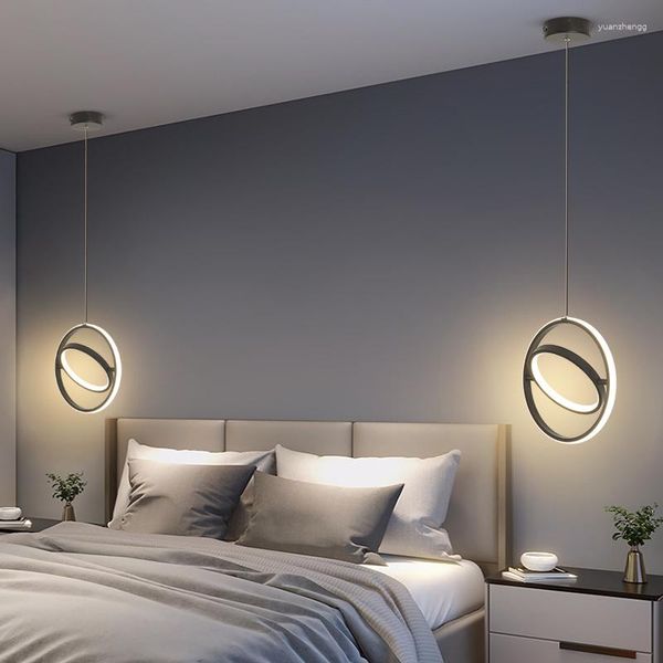 Lustres modernos LED pequeno lustre para quarto de cabeceira cozinha luminária de suspensão interna luminária preta decorativa