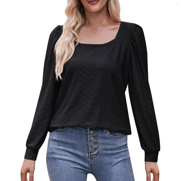 Camicette da donna Camicie a maniche lunghe da donna Fashion Square Paillettes Crop Top Womens Hi Low Camicetta in raso per le donne