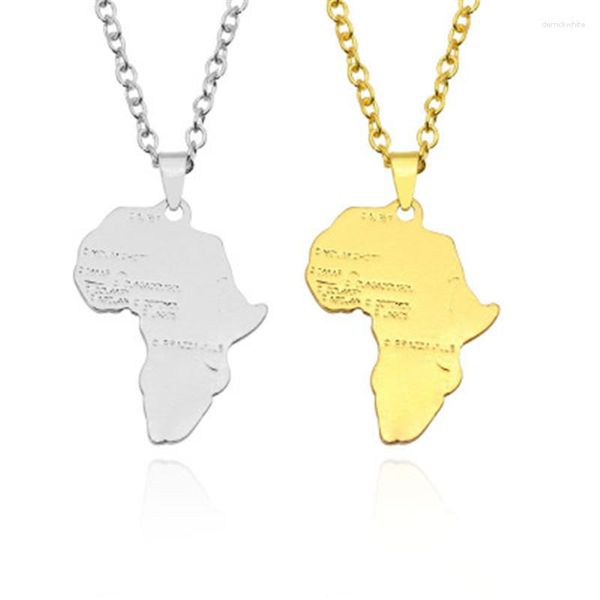 Colares com Pingente Mapa da África Colar Para Mulheres Homens Cor Dourado Jóias Etíopes Atacado Mapas Africanos Item Hiphop