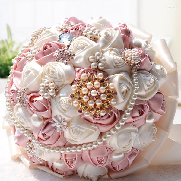 Fiori decorativi che vendono 6 design fatti a mano da sposa bouquet da sposa damigella d'onore mazzi di fiori bianchi per