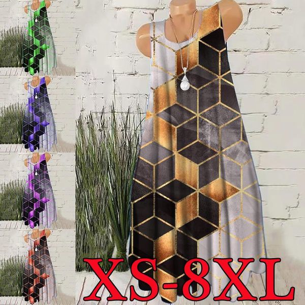 Günlük Elbiseler Kadın Büyük Beden Kolsuz Günlük Uygun Çok Yönlü Elbise XS-8XL
