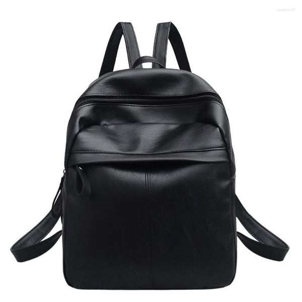 Schultaschen Damen Rucksäcke Hochwertiger Lederrucksack Satchel Rucksack Schwarze Tasche Große Kapazität Reise Mochila