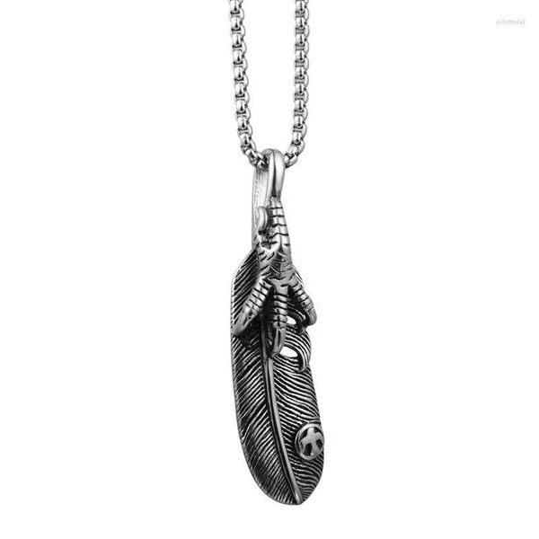 Catene Collana lunga Gioielli Collier Eagle Claw Feather Leaf Collane con ciondolo da spiaggia vintage per donna Uomo