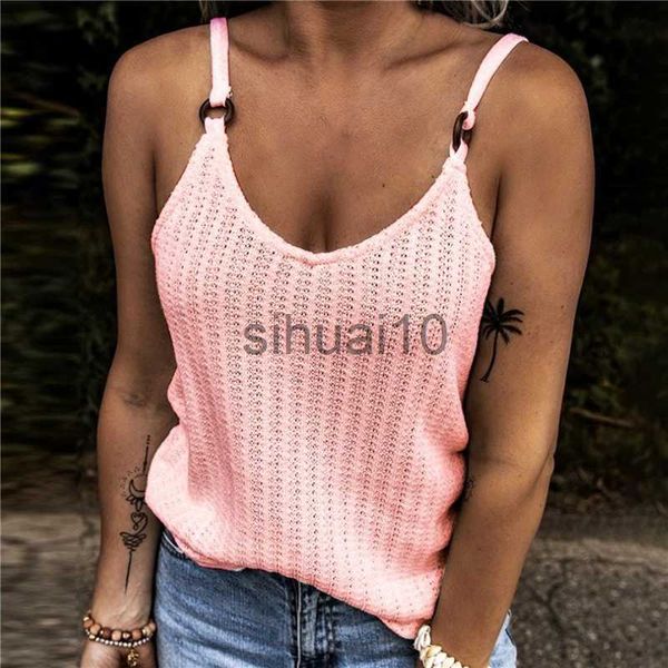 DIY Tanks Camis Frau Mode Tank Tops Einfarbig Sommer Kleidung Lösen Sexy Ärmellose V-ausschnitt Sling Westen Weibliche Trendy Plus größe Kleidung J230706