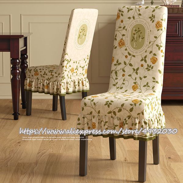 Чехлы на стулья в американском стиле, универсальный чехол для бытового стула из массива дерева, защитный чехол, европейский чехол для обеденного стула, эластичный 230627