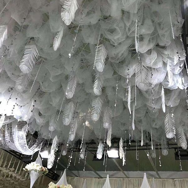 Puntelli di scena per matrimoni Simulazione Piuma di pavone in plastica Palcoscenico per matrimoni Decorazione del soffitto Fondali Accessori per la disposizione dei fiori per la casa