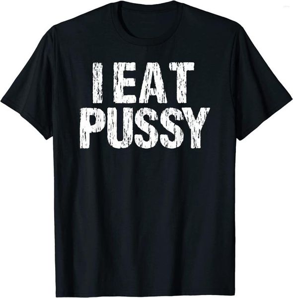 Herren-T-Shirts „I Eat Pussy“, lustiges Distressed-Design, tolles Grunge-Streetwear-Männer-Gothic-Hip-Hop-Cool-T-Shirt, ästhetisches Druck-Shirt-Oberteil