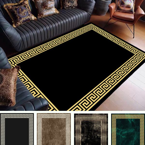 Teppich Teppich für Wohnzimmer Modern Luxus Schwarz Weiß Gelb Gold Geometrisch Lounge Flur Schlafzimmer Teppich Haus Korridore Bodentürmatte 230627