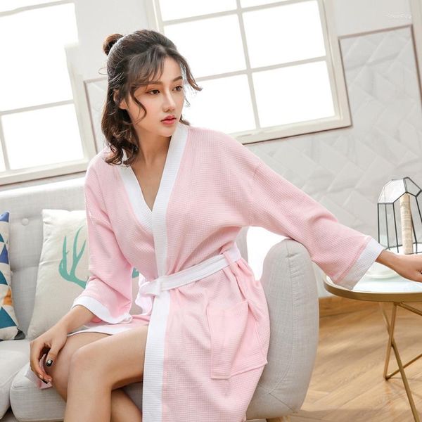 Roupa de dormir feminina Roupão de banho feminino Roupão de festa de casamento Sexy Kimono Algodão Macio Noiva Pijama Robes sólidos Roupões de banho para meninas Enfermagem