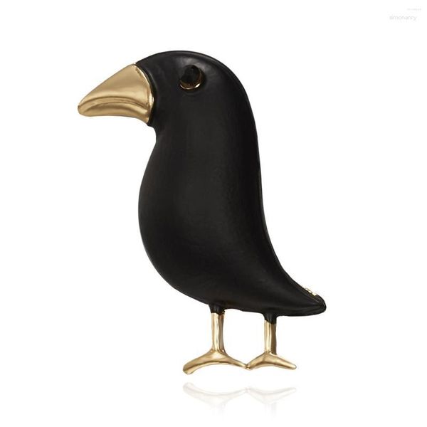 Broschen Rinhoo Schwarze Krähe Brosche Farbe Emaille Vogel Tier Männer Frauen Anzüge Kleid Hut Kragen Anstecknadeln Schal Schnalle Schmuck Geschenk