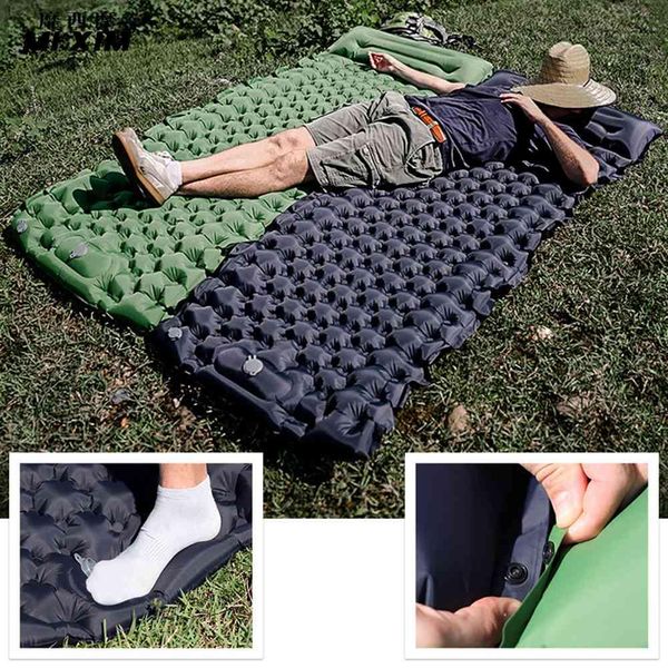 Matte Aufblasbare Matratze Outdoor Wasserdicht Schlaf Luft Füllung Matte Einzelne Isomatte Reise Tragbare Camping Schlafen Bett Kissen