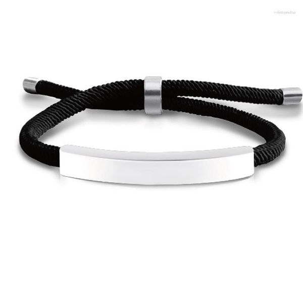 Bracciale ECGIFT BR005 Braccialetto regolabile con targhetta identificativa in acciaio inossidabile con baller personalizzato Nome inciso fai-da-te