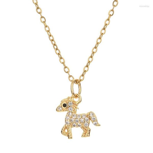 Cadeias Desenho Animado Engraçado Metal Cavalo Pingente Clavícula Cadeia Moda Animal Vintage Gargantilha Colar Jóias Acessórios Presentes Para Amigos