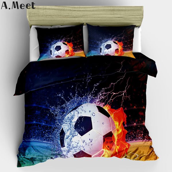 Conjuntos de cama 3D roupa de cama futebol capas de cama conjuntos de capa de edredom individual conjunto de futebol esportes meninos homem americano sem lençóis Ropa Cama 3PC 230626
