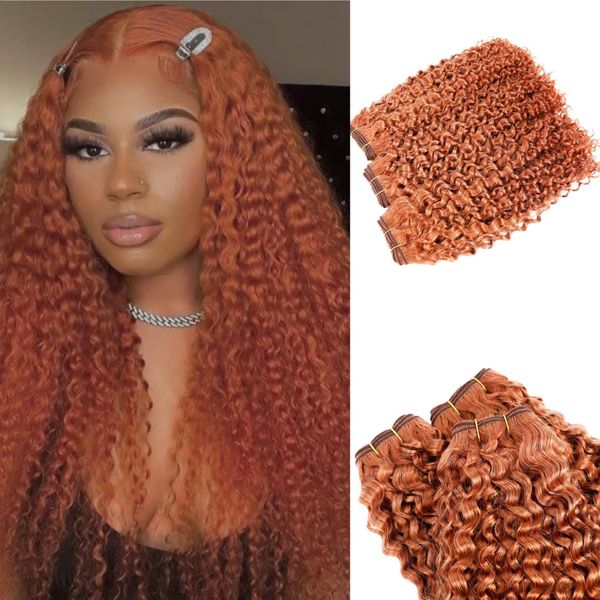 Пучки человеческих волос Sew in Weft Hair Extensions Kinky Curly # 33 красновато-коричневые плетения 100 г