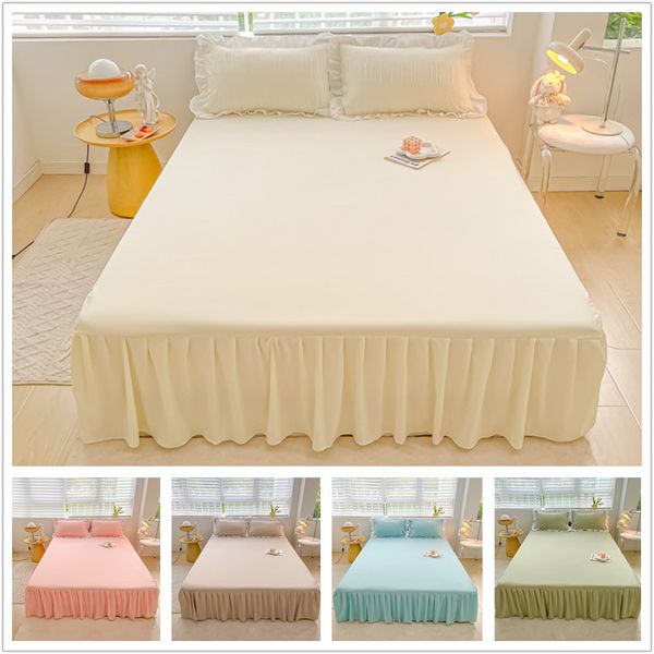 Conjuntos de roupa de cama 1 peça saia de cama 180x200 colcha de cor sólida tamanho único para capa de renda doméstica precisa de pedido 230626