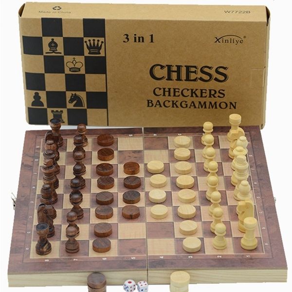Giochi di scacchi 5Dimensioni Set di scacchi internazionali pieghevoli in legno Backgammon Dama Set di scacchiera da viaggio Gioco da tavolo per famiglie Gioco da tavolo portatile 230626