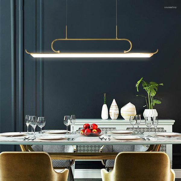 Candeeiros Pendente Novidade Lustres Led Moderno Minimalista Bar Café Iluminação / Dourado Luz Nórdica Luxo Cobre Restaurante Candeeiro Suspenso