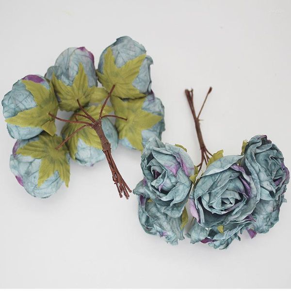 Fiori decorativi Artificiale Europeo Tea Rose Bud Ghirlanda fai da te Materiale Copricapo Accessori Piccolo fiore di seta Confezione regalo Decorazione Bouquet