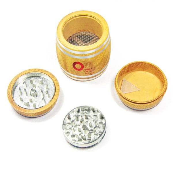 Triturador de cromo cnc dentes filtro líquido forma de barril 4 camadas especial baquelite liga de zinco fumar moedores de ervas portátil triturador de tabaco para narguilés vidro bongs 61mm