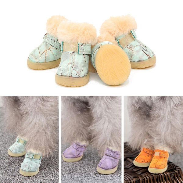 Stivali inverno scarpe da cane da compagnia calda stivale per cani pelliccia anti -slip animali domestici Cat Stooti da neve 4pcs/set di piccoli gatti calzati calzatura Yorkshire chihuahua