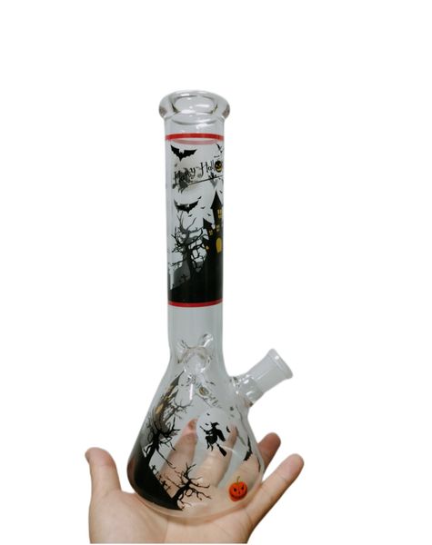 Magic Melody Fine Glass Bong, weißes und schwarzes Dab-Rig mit Tuschemalerei-Design, Shisha-Mutter, 18-mm-Pfeifengelenk