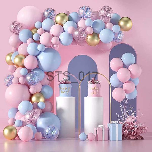 Appendini Rack 124pcs Macaron Ghirlanda di palloncini rosa blu Baby Shower Ballon Arch Gender Reveal Wedding Birthday Party Anniversario Love Day Decor x0710