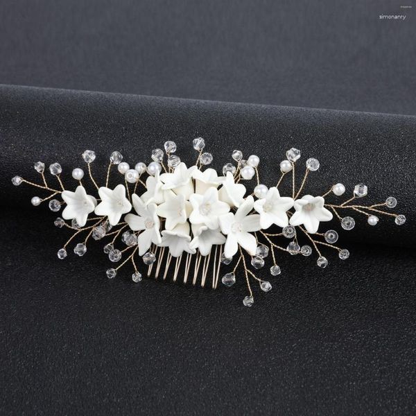 Grampos de cabelo Acessórios de casamento Tiara de cristal Jóias Pente de flor Pins Enfeites de noiva Tiaras femininas