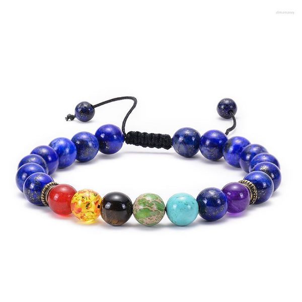 Strand 5 PCS Natural Tiger Eye Stone Beaded Women Men Jewelry Colorful Seven Chakra Yoga Energy Charms Bracelet 2023 Оптовая продажа