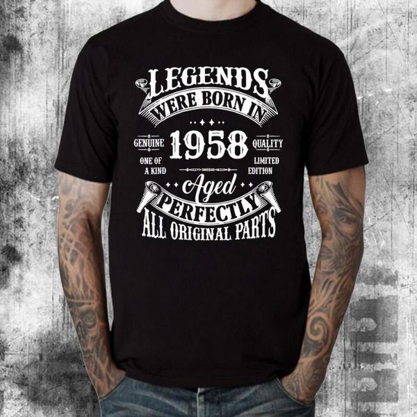 Magliette da uomo 65 anni Vintage Classic Car 1958 65th Birthday T-Shirt Legends In 65-Year-Old Detti Citazione Graphic Tee Tops Gift