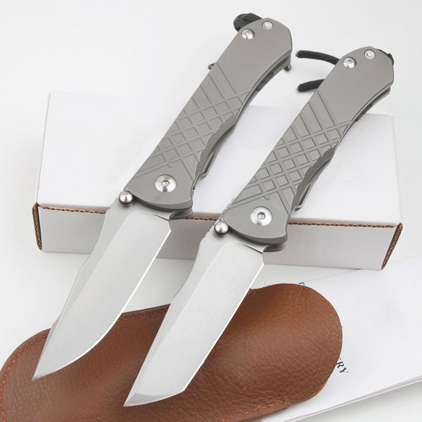 Nova Chegada CK627 Faca Dobrável S35VN Stone Wash Drop/Tanto Point Blade TC4 Liga de Titânio Lidar com Canivetes de Bolso EDC Externos com Bainha de Couro