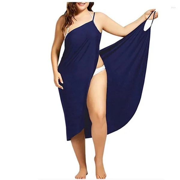 Günlük Elbiseler Yaz Backless Sling Elbise Düz Renk Seksi Uzun Askı Çapraz Beachwear Kadınlar Plaj Cover Up Şık 2 In 1 Havlu