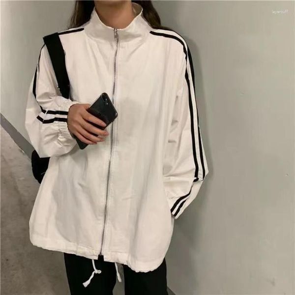 Jaqueta Feminina Deeptown Korean Streetwear Jaqueta Feminina Oversized Track Fina Jaqueta de Verão Harajuku Moda Casal Universitário Ao Ar Livre