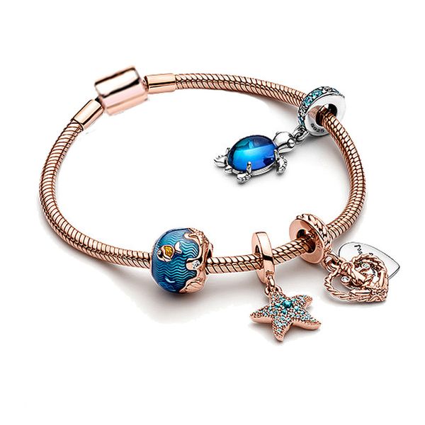 2023 Neue Ozean-Serie Charms-Armbänder Seestern Schildkröte Hochwertiger Anhänger DIY passend für Pandora-Armband für Frauen Designer-Schmuck mit Box