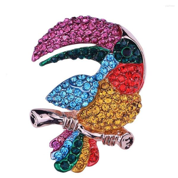 Broşlar FARLENA Takı Renkli Rhinestones Emaye Pimleri Rozetleri Moda Boyalı Papağan Kadın Giyim Aksesuarları