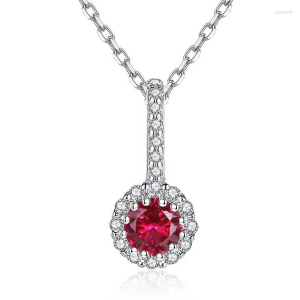 Correntes SACE GEMS Colar com Pingente de Rubi Vintage Feminino Prata Esterlina 925 Clavícula Corrente Festa de Casamento Luxo Moda Jóias Finas Presente