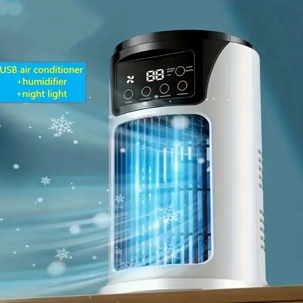1pc Portátil Smart Ac Ar Condicionado Com 7 Luzes LED Mini USB Ar Condicionado Ventilador Resfriador Para Home Office