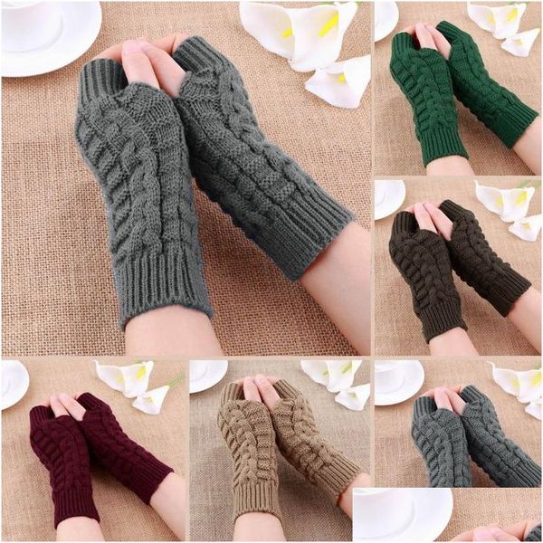 Andere Event Party Supplies Halbfingerhandschuhe für Frauen Winter Weiche warme Wolle Stricken Arm Fäustlinge Handschoenen Uni FY3894 Drop De Dhpp0