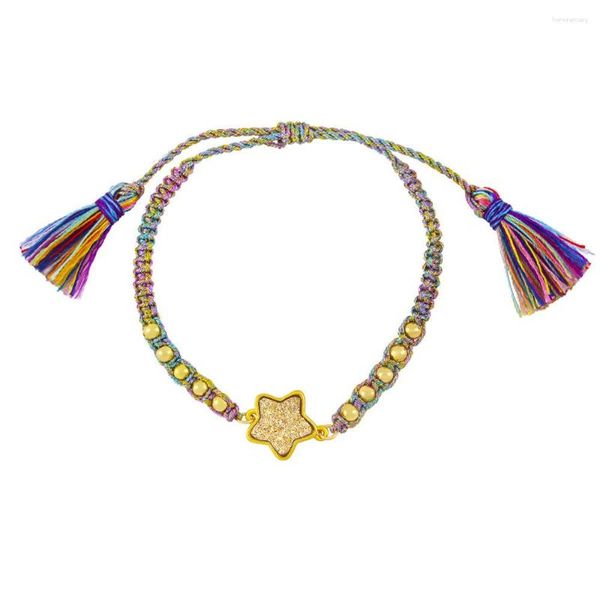 Charm Bracelets Bohemian Multicolor String Borlas Macrame Star Bracelet Feminino Boho Imited Opal Stone KC God-plated Fashion Jewelry